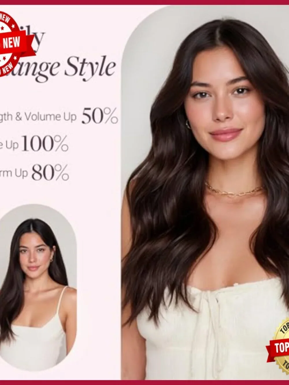 16 Inch Human Hair Extensions with Invisible Wire, 95g Weight
